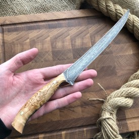 Булатный нож К002 Филейный Рыбный (фултанг, карельская береза)