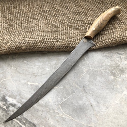 Булатный нож К002 Филейный Рыбный (фултанг, ясень)
