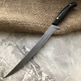 Кухонный булатный нож Рыбный (фултанг, граб)