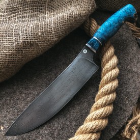 Булатный кухонный нож Шеф (стабилизированный кап клена)