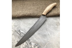 Кухонный булатный нож Мясной (фултанг, ясень)