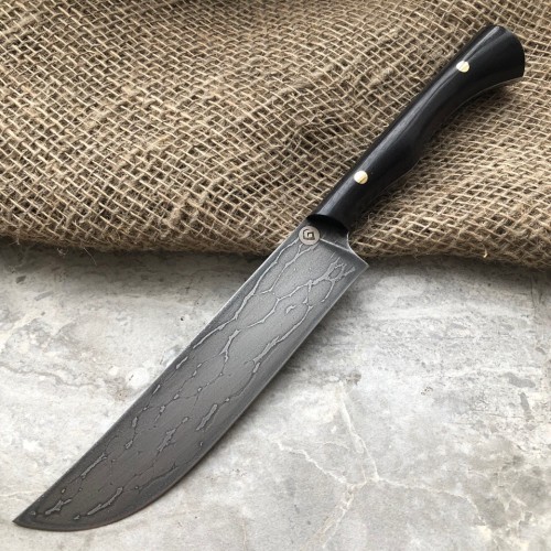 Кухонный булатный нож К004 ПЧАК (фултанг, черный граб)