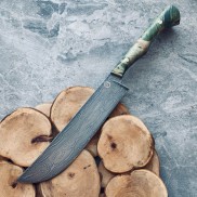 Кухонный булатный нож К004 ПЧАК - фултанг, стаб.кап клена /изделия художественных народных промыслов/