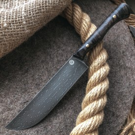 Кухонный булатный нож К004 ПЧАК (фултанг, стаб.кап клена)
