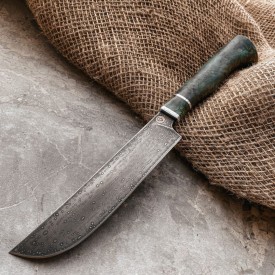 Кухонный булатный нож К004 ПЧАК (стаб. карельская береза)