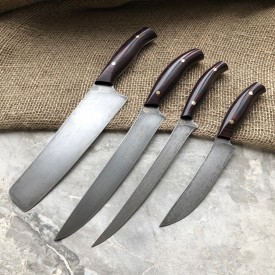 Набор кухонных ножей из литого булата №4 из четырех ножей /изделия художественных народных промыслов/