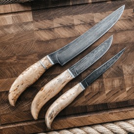 Набор кухонных ножей из литого булата Универсальный (натуральная К/Б)