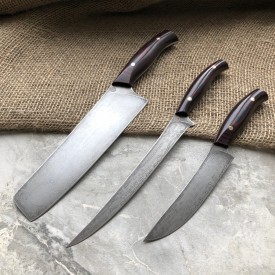 Набор кухонных ножей из булата №3 из трех ножей /изделия художественных народных промыслов/