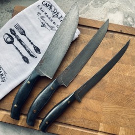 Набор кухонных ножей из булата №1 - микарта /изделия художественных народных промыслов/