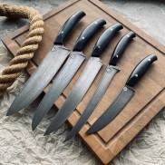 Набор кухонных ножей из булата №5 - микарта /изделия художественных народных промыслов/