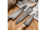 Набор кухонный булатных ножей Сантоку-1 (Большой, Средний, Малый)