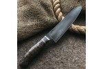 Кухонный булатный нож Сантоку Средний (стаб.карельская береза)