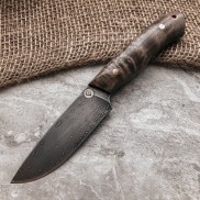 Булатный нож R001 - фултанг, коричневая стаб.карельская береза /изделия художественных народных промыслов/