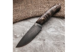 Булатный нож R001 (фултанг, коричневая стаб.карельская береза)