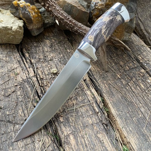 Нож R008  (стабилизированный кап клена, алюминий) SKD-11