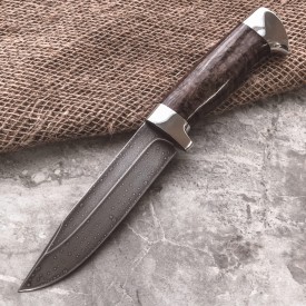 Булатный нож R009 - стаб. карельская береза, алюминий /изделия художественных народных промыслов/
