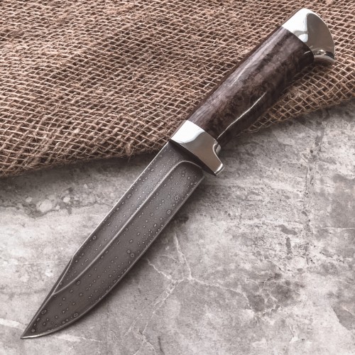 Булатный нож R009 (стаб. карельская береза, алюминий)