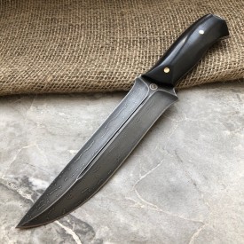 Булатный нож R014 - фултанг, стабилизированный граб /изделия художественных народных промыслов/