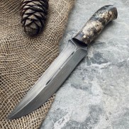 Булатный нож R014 - фултанг, стабилизированный кап клена /изделия художественных народных промыслов/