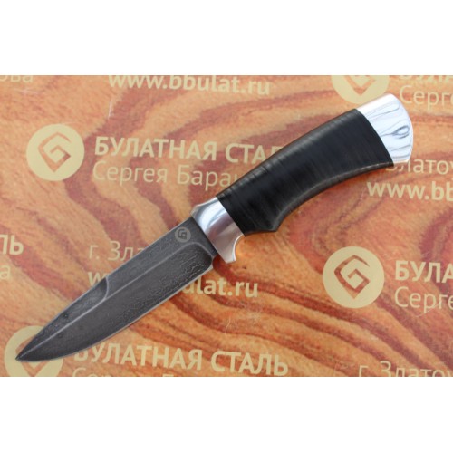 Булатный нож R003  (наборная кожа, алюминий)