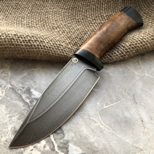 Шкуросъемный булатный нож S004 (кавказский горный орех)
