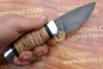 Шкуросъемный булатный нож S005 - наборная береста ,алюминий