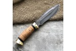 Нож охотничий из литого булата V001-латунь, наборная береста