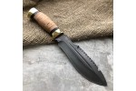Нож охотничий из литого булата V001-латунь, наборная береста
