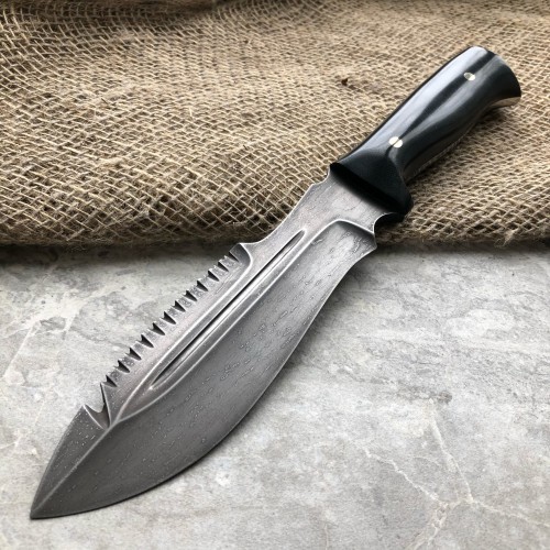 Нож охотничий из литого булата V001 (фултанг,граб)