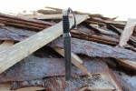 Нож подарочный из литого булата V007U - казачий пластунский с деревянными ножнами