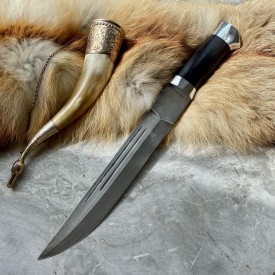 Булатный нож V007 - казачий пластунский - граб, алюминий